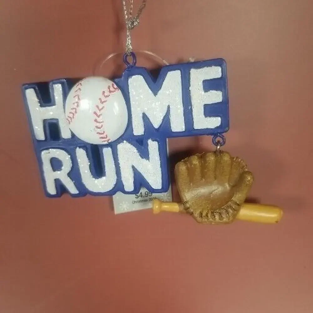 Glass Ornament Baseballs, Home Run Bat Glove Christmas Lot Of 3 Robert Stanley